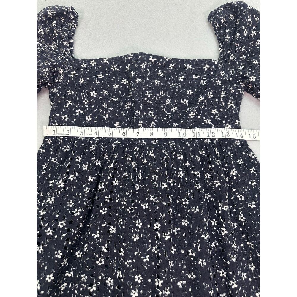 Anthropologie Maeve Lillianne Floral Eyelet Mini Dress Navy Blue Size 6 - Picture 8 of 10